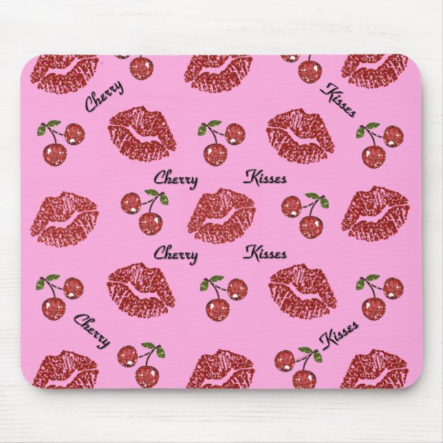 RAB Rockabilly Cherry Kisses auf Pink Mousepad (Vorne)