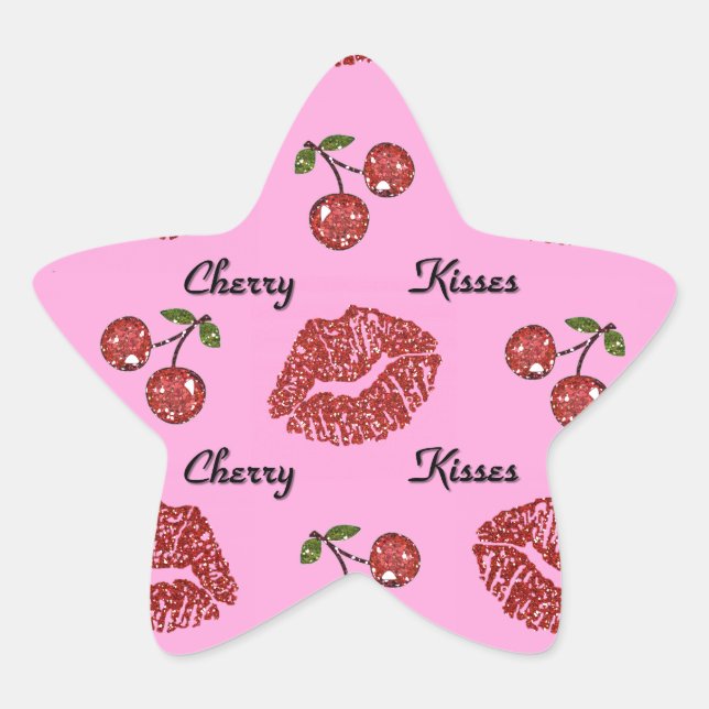 RAB Rockabilly Cherry Kisses auf Pink Stern-Aufkleber (Vorderseite)