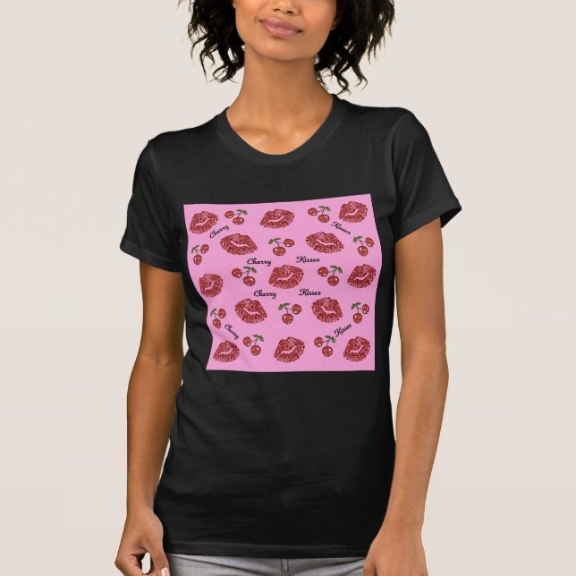 RAB Rockabilly Cherry Kisses auf Pink T-Shirt (Vorderseite)