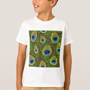 RAB Rockabilly Colorful Peacock Feathers Print T-Shirt