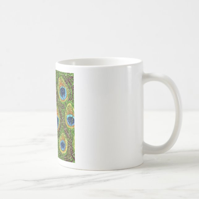 RAB Rockabilly Colorful Peacock Feathers Print Tasse (Rechts)