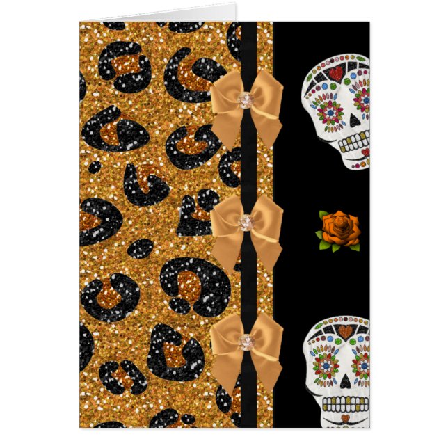RAB Rockabilly Gold Leopard Print Sugar Skulls (Vorne)