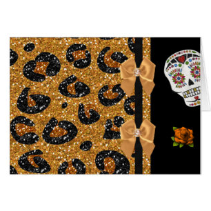 RAB Rockabilly Gold Leopard Print Sugar Skulls