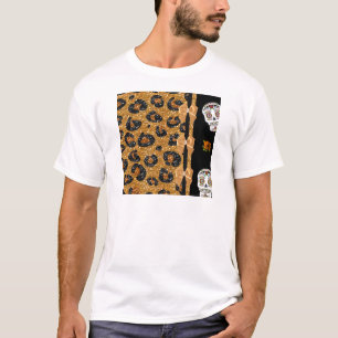 RAB Rockabilly Gold Leopard Print Sugar Skulls T-Shirt