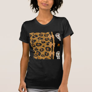 RAB Rockabilly Gold Leopardenprint Zucker-Schädel T-Shirt