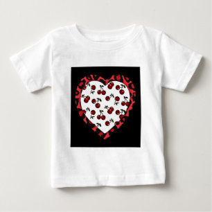 RAB Rockabilly Kirschen Leopardenprint Herz Baby T-shirt