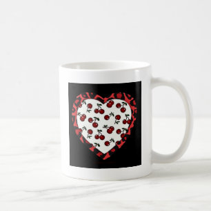 RAB Rockabilly Kirschen Leopardenprint Herz Tasse