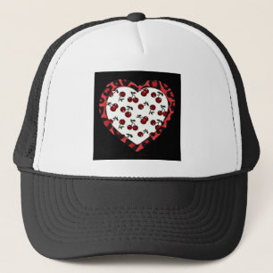 RAB Rockabilly Kirschen Leopardenprint Herz Truckerkappe