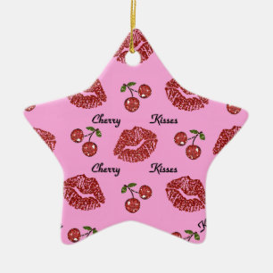 RAB Rockabilly Kirschküsse auf Rosa Keramikornament