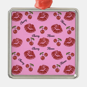 RAB Rockabilly Kirschküsse auf Rosa Ornament Aus Metall