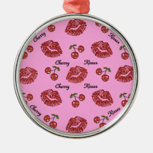 RAB Rockabilly Kirschküsse auf Rosa Silbernes Ornament