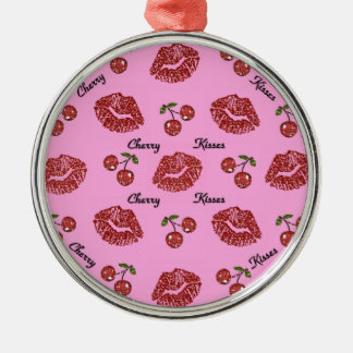RAB Rockabilly Kirschküsse auf Rosa Silbernes Ornament