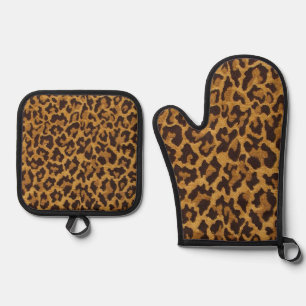 RAB Rockabilly Klassiker Leopardendruck Ofenhandschuh & Topflappen-Set