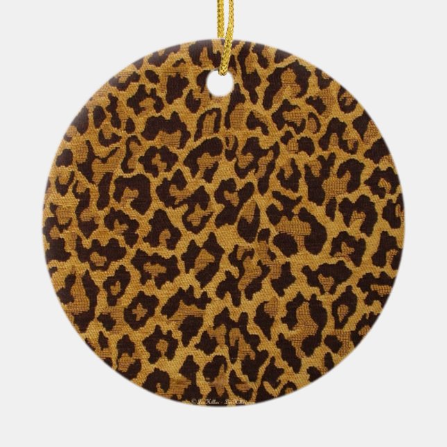 RAB Rockabilly Leopard Print Brown Gold Keramik Ornament (Vorne)