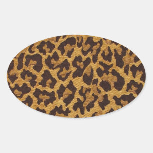 RAB Rockabilly Leopard Print Brown Gold Ovaler Aufkleber