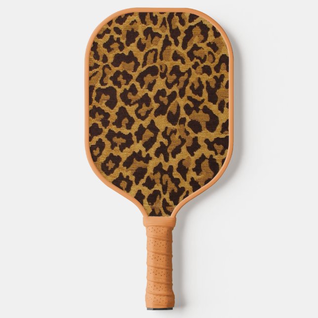 RAB Rockabilly Leopard Print Brown Gold Pickleball Schläger (Vorderseite)