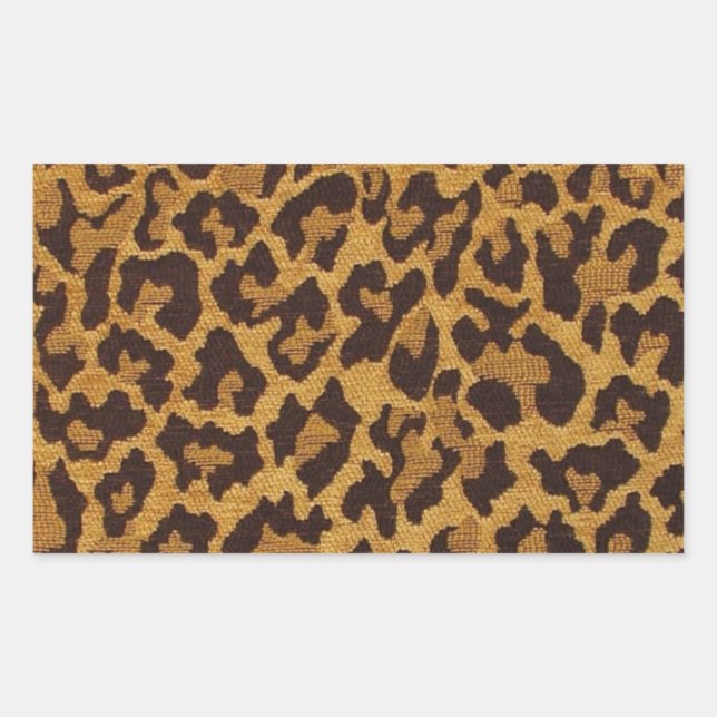 RAB Rockabilly Leopard Print Brown Gold Rechteckiger Aufkleber (Vorderseite)