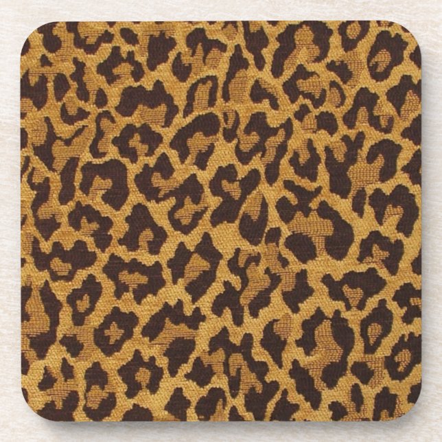 RAB Rockabilly Leopard Print Brown Gold Untersetzer (Vorderseite)