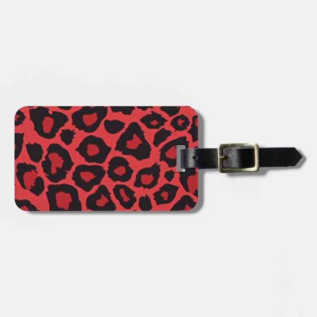 RAB Rockabilly Leopard Print Red Black Gepäckanhänger (Vorderseite horizontal)