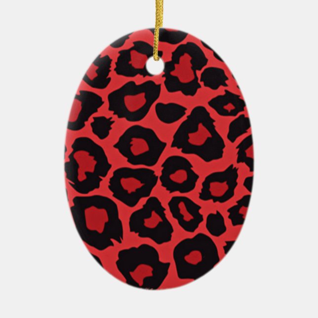 RAB Rockabilly Leopard Print Red Black Keramik Ornament (Vorne)