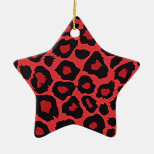 RAB Rockabilly Leopard Print Red Black Keramikornament