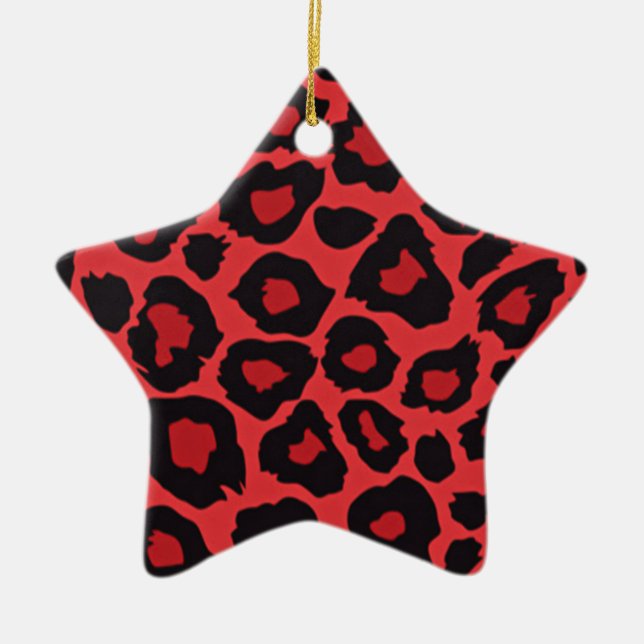 RAB Rockabilly Leopard Print Red Black Keramikornament (Vorne)