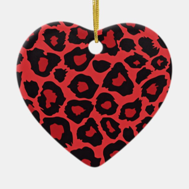 RAB Rockabilly Leopard Print Red Black Keramikornament (Vorne)