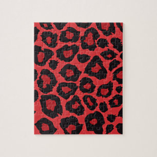 RAB Rockabilly Leopard Print Red Black Puzzle