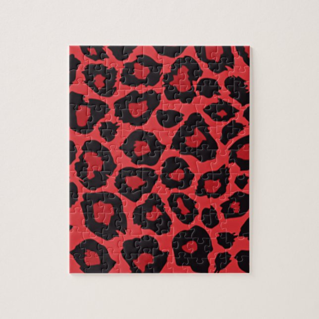RAB Rockabilly Leopard Print Red Black Puzzle (Vertikal)
