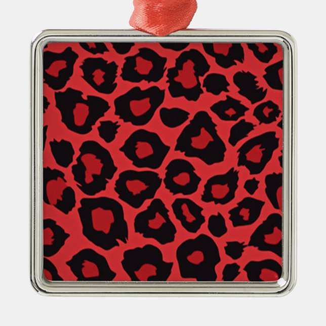 RAB Rockabilly Leopard Print Red Black Silbernes Ornament (Vorne)