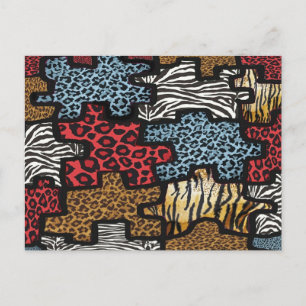 RAB Rockabilly Leopard Zebra Puzzle Druck Geschenk Postkarte