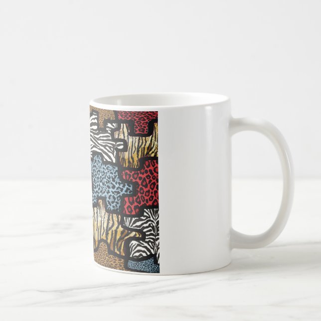 RAB Rockabilly Leopard Zebra Puzzle Druckgeschenke Kaffeetasse (Rechts)