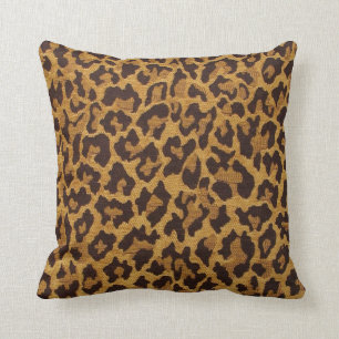 RAB Rockabilly Leopardenprint Braun Gold Kissen