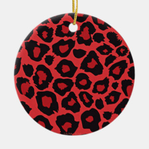 RAB Rockabilly Leopardenprint Rot Schwarz Keramik Ornament