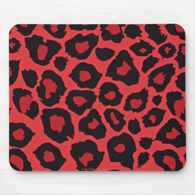 RAB Rockabilly Leopardenprint Rot Schwarz Mousepad (Vorne)