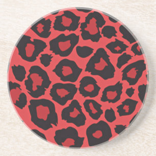 RAB Rockabilly Leopardenprint Rot Schwarz Sandstein Untersetzer