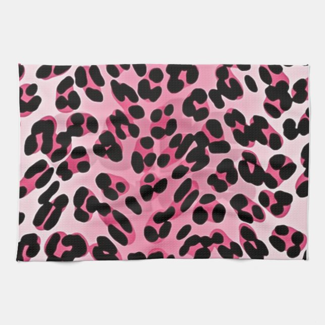 RAB Rockabilly Pink Cheetah Print Geschirrtuch (Horizontal)