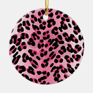 RAB Rockabilly Pink Cheetah Print Keramik Ornament