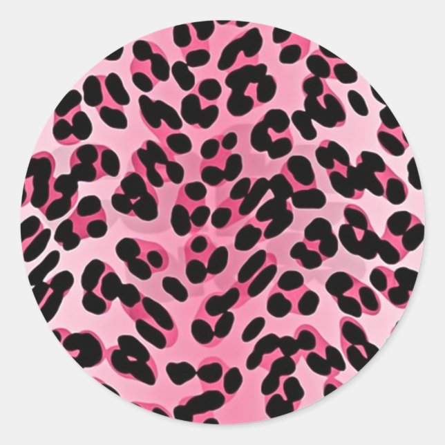 RAB Rockabilly Pink Cheetah Print Runder Aufkleber (Vorderseite)