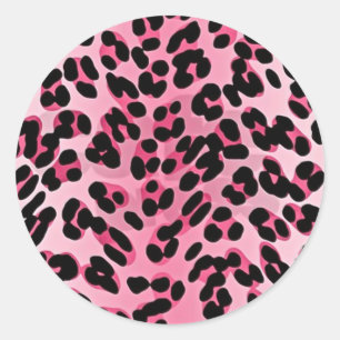 RAB Rockabilly Pink Cheetah Print Runder Aufkleber