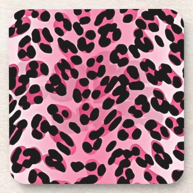 RAB Rockabilly Pink Cheetah Print Untersetzer (Vorderseite)
