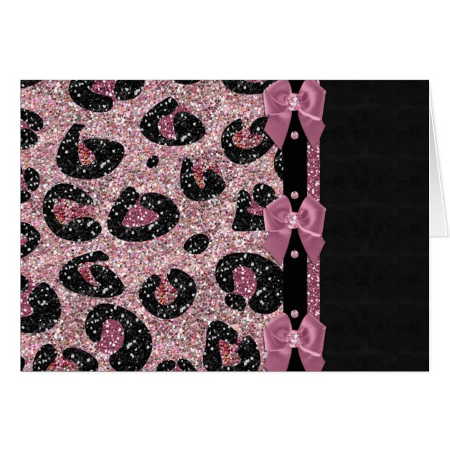 RAB Rockabilly Pink Leopard Print Ribbon Bows (Vorderseite (Horizontal))