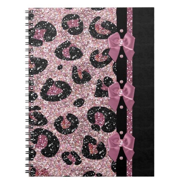 RAB Rockabilly Pink Leopard Print Ribbon Bows Notizblock (Vorderseite)