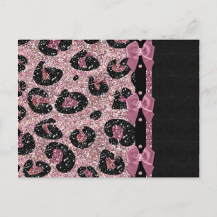 RAB Rockabilly Pink Leopard Print Ribbon Bows Postkarte