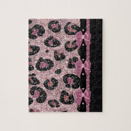 RAB Rockabilly Pink Leopard Print Ribbon Bows Puzzle