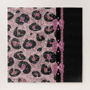 RAB Rockabilly Pink Leopard Print Ribbon Bows Puzzle