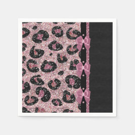 RAB Rockabilly Pink Leopard Print Ribbon Bows Serviette