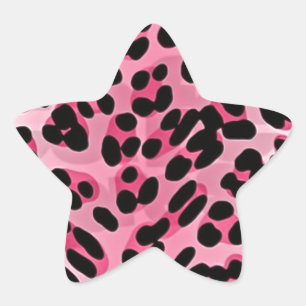 RAB Rockabilly Rosa Gepardtdruck Stern-Aufkleber