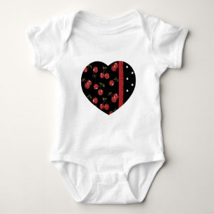 RAB Rockabilly Sehr Kirschen Schwarz Baby Strampler
