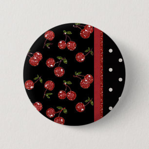 RAB Rockabilly Sehr Kirschen Schwarz Button